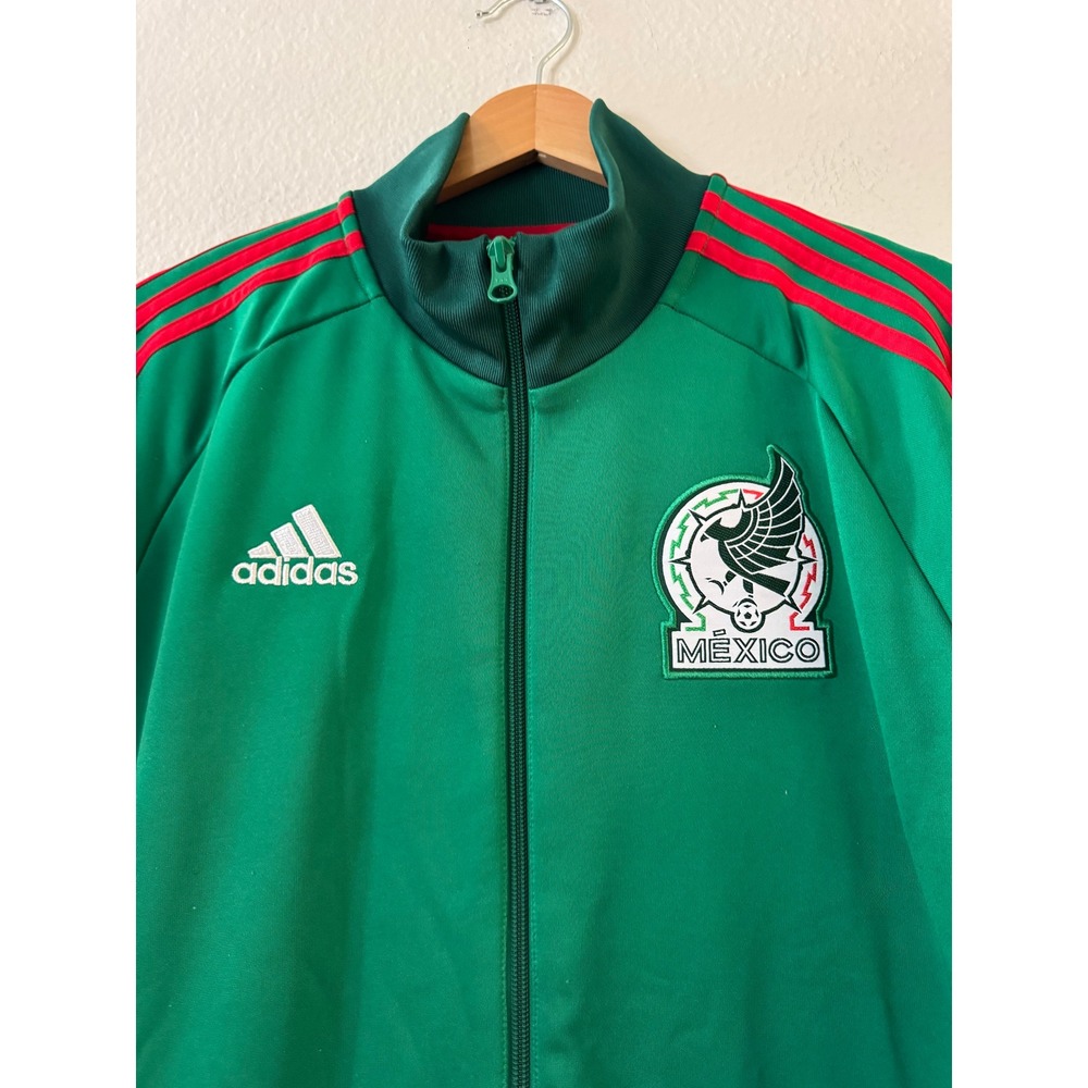Adidas Mexico Track Jacket Soccer National Team FMF Large Green Red Excellent - Picture 2 of 11